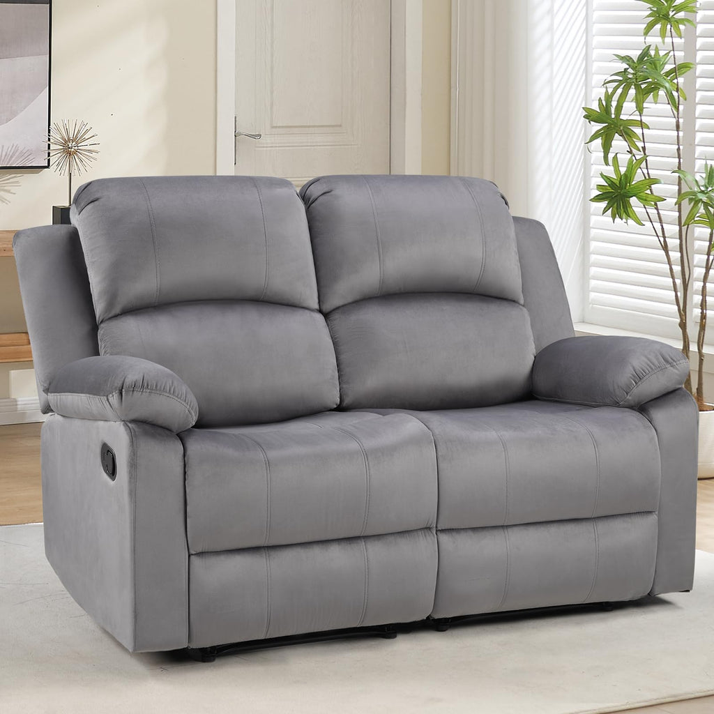 EBELLO Manual Faux Leather Reclining Couch Set for Living Room, Include 1 Recliner Chair, 1 Loveseat Sofa, Recliner Sofa Furniture Set for Home and Office, Black