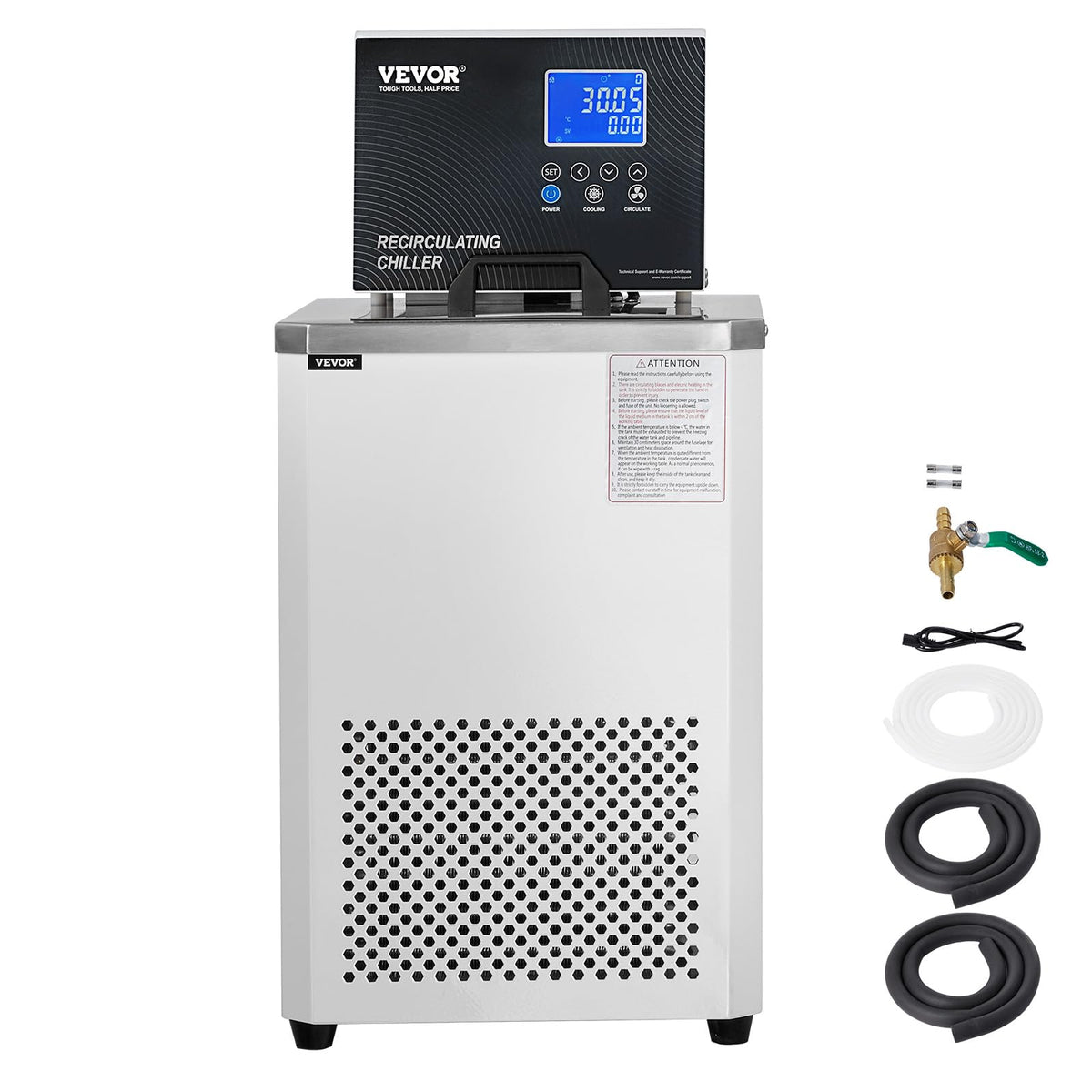 VEVOR Laboratory Chiller Circulator, -20â ~100â Circulator Pump Chiller, 6L Chiller Lab Low Temperature Cooling Liquid, LCD Display, 304 Stainless Steel Water Bath Recirculating Water Cooling