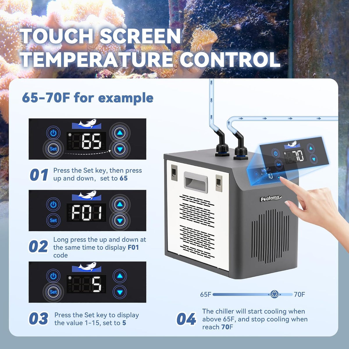 [New Upgrade] Poafamx Aquarium Chiller 42Gal Water Chiller for Fish Tank