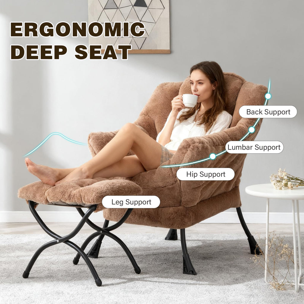 Modern Lazy Chair with Ottoman Lounge Accent Reading Chair for Living Room