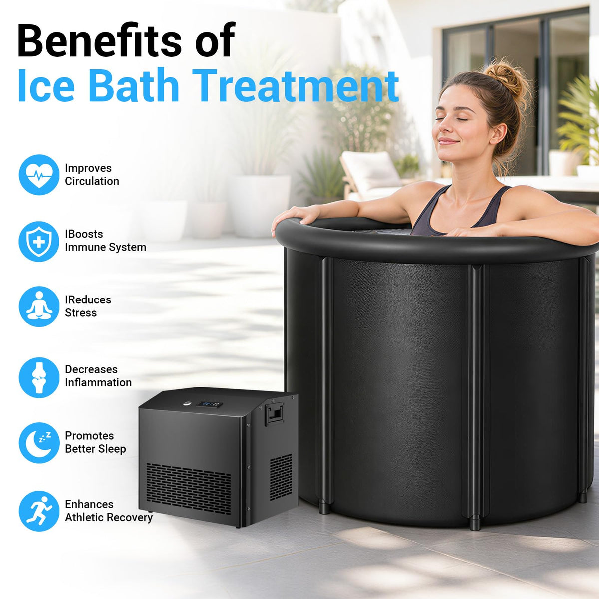 1HP Cold Plunge Chiller for Ice Bath Tub, Pool & Aquarium Heater, 10000 BTU