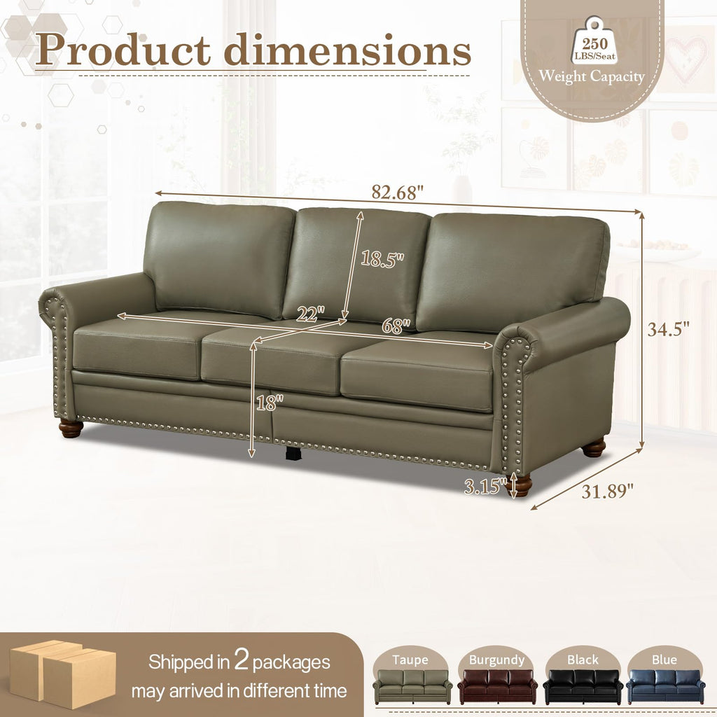 2 Piece Couch Sets for Living Room,Mid Century Modern Couch with Storage Nailhead Trim & Rolled Armrests,Deep Seat Comfy Couch,Furniture Set for Living Room,Bedroom,Office(Navy Blue,Loveseat+3 Seater)