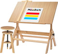 MEEDEN Wood Drafting Table & Stool: 35.5" x 23.5" Art Desk and Stool Set