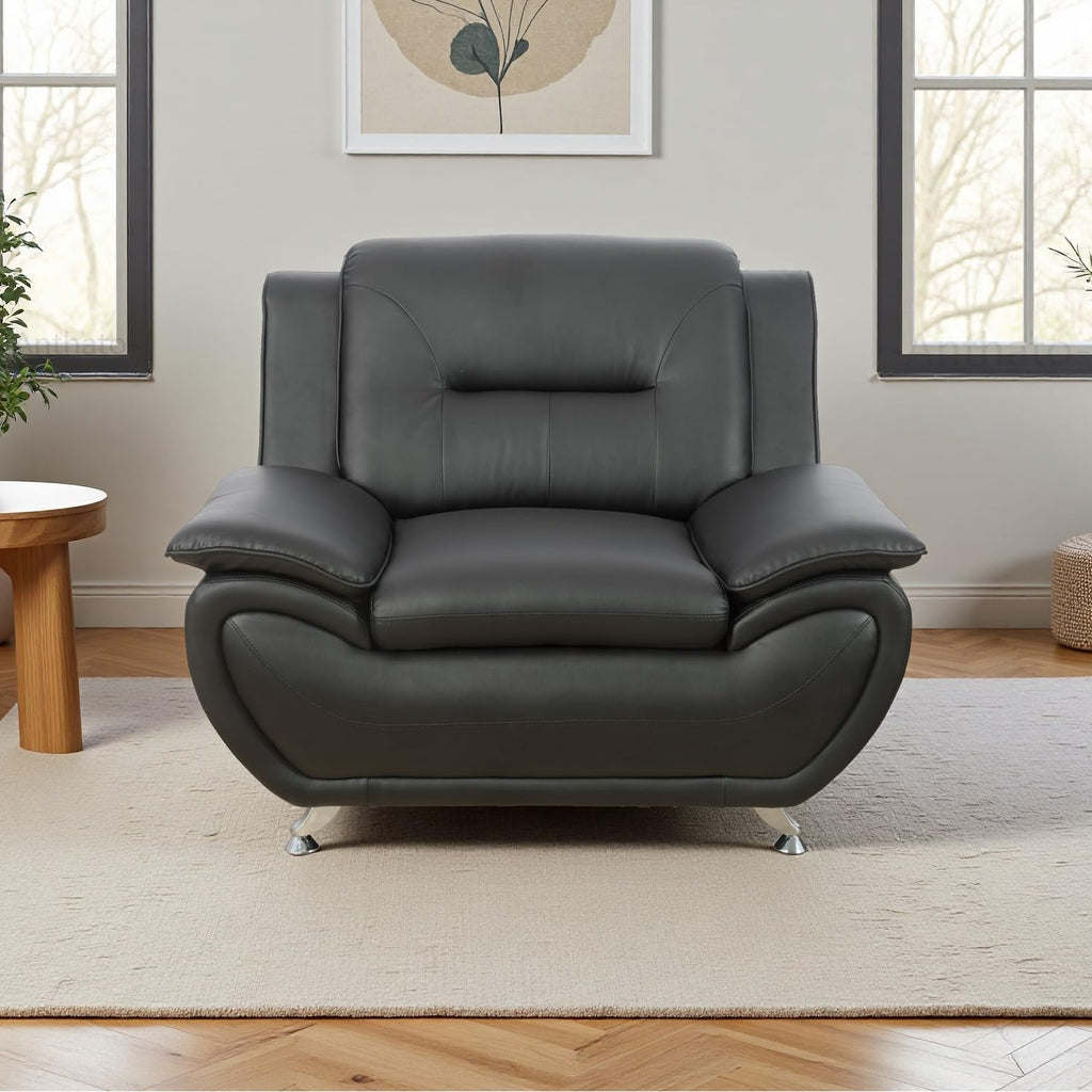 Leather Sectional Sofa Couches, Living Room Sofa and Loveseat Set, Faux Leather Couch and Loveseat Set for Office/Bedroom/Apartment, Cream