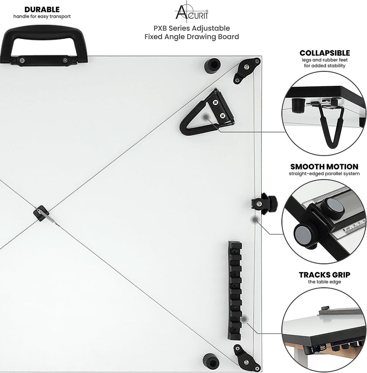 Acurit Fixed-Angled 30"x42" PXB Drawing Board with Parallel Motion Bar