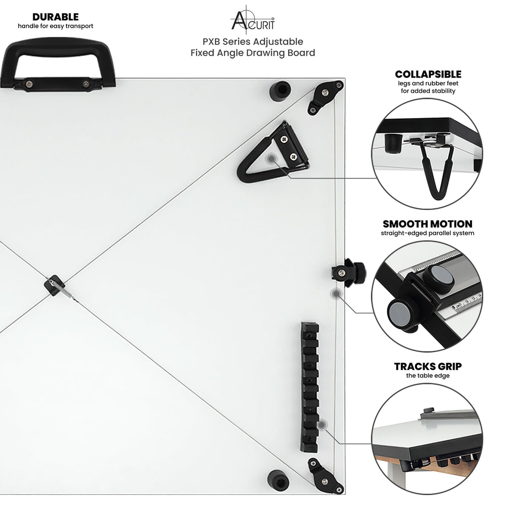 Acurit Fixed-Angled 30"x42" PXB Drawing Board with Parallel Motion Bar