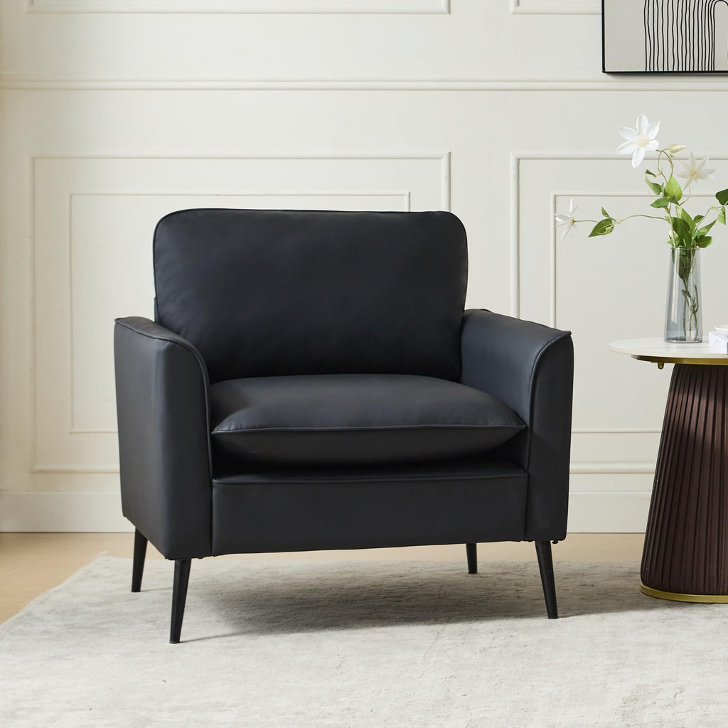 TYBOATLE Accent Chairs Set of 2, Faux Leather Arm Chairs (Grey, 2)