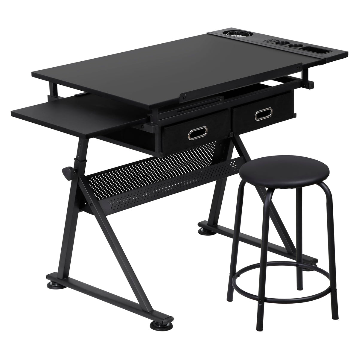 ZENY Adjustable Drafting Table with Stool Tilting Drawing Desk Artist Table