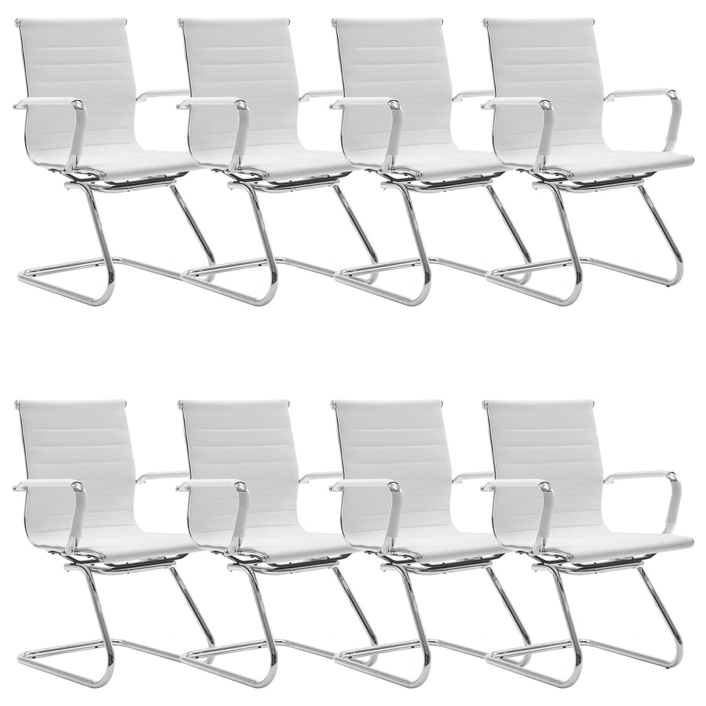Reception Chairs Leather Conference Guest Chair Heavy Duty Back Support Office Chair, Set of 2 (Navy)