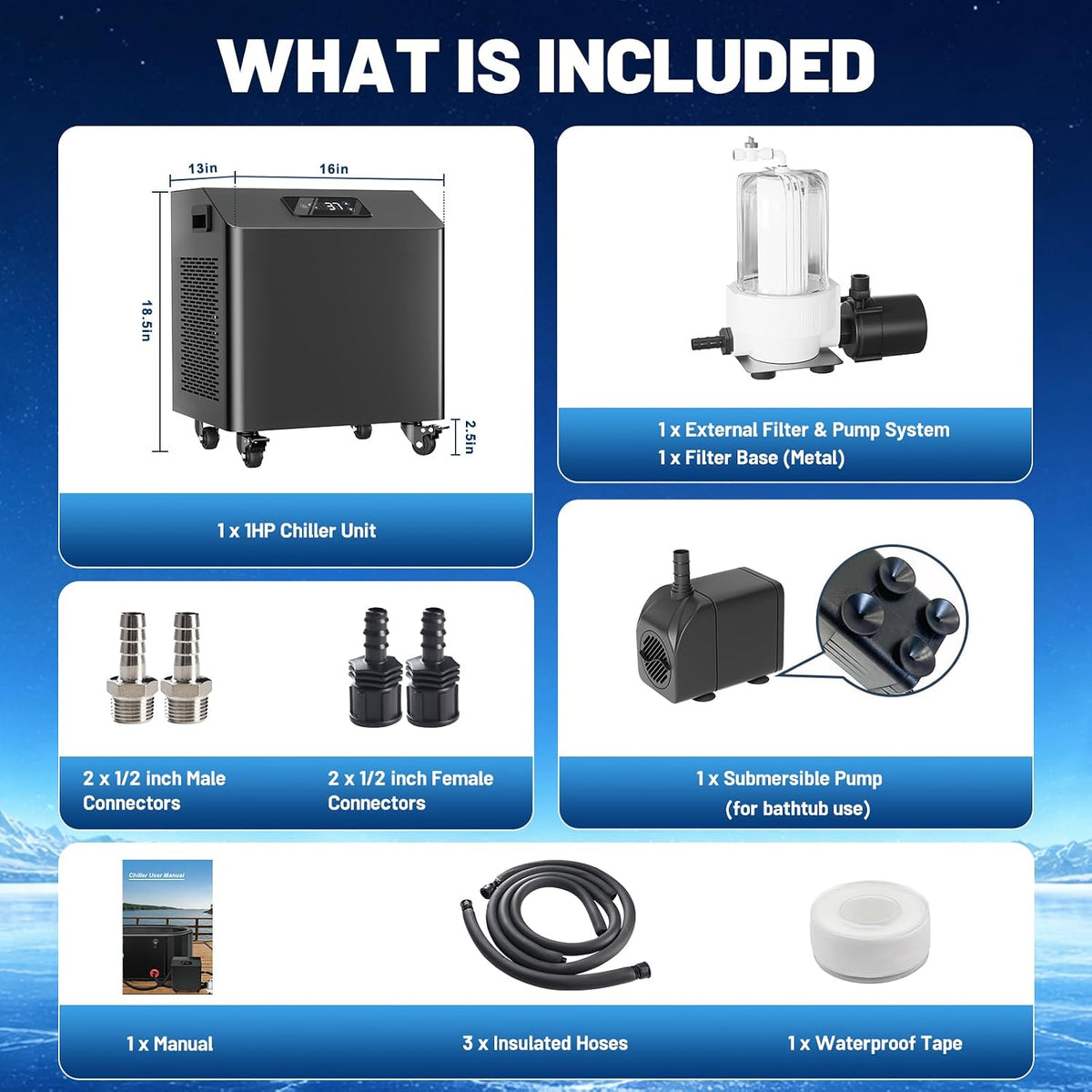 Cold Plunge Chiller, 1 HP Ice Bath Water Chiller for Cold Therapy Recovery