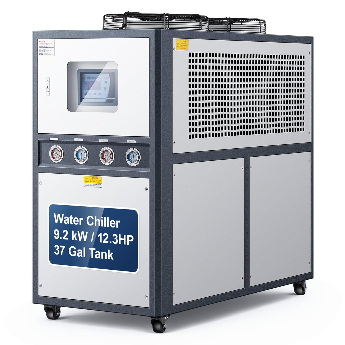 VEVOR Air Cooled Water Chiller, 5 Ton Portable, 5HP/3.75KW Compressor Motor, 53L Capacity Stainless Steel Water Tank, Finned Condenser with Micro-Computer Control, Industrial Chiller for Cooling Water