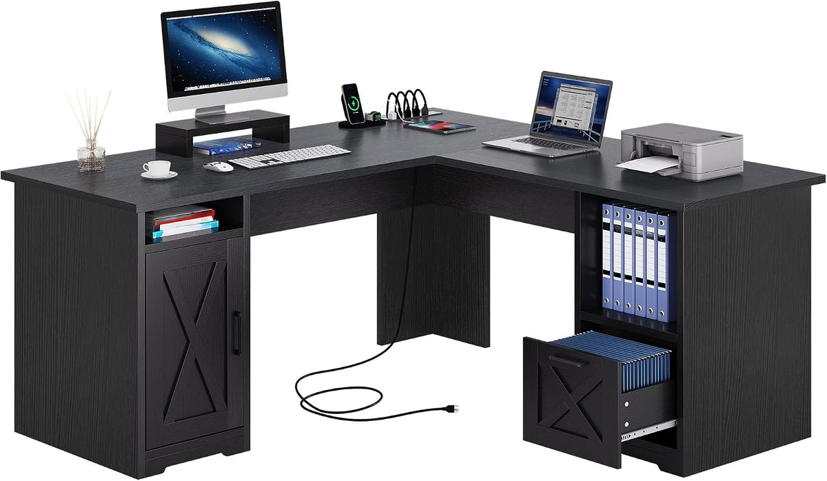 YITAHOME L Shaped Desk with Power Outlets