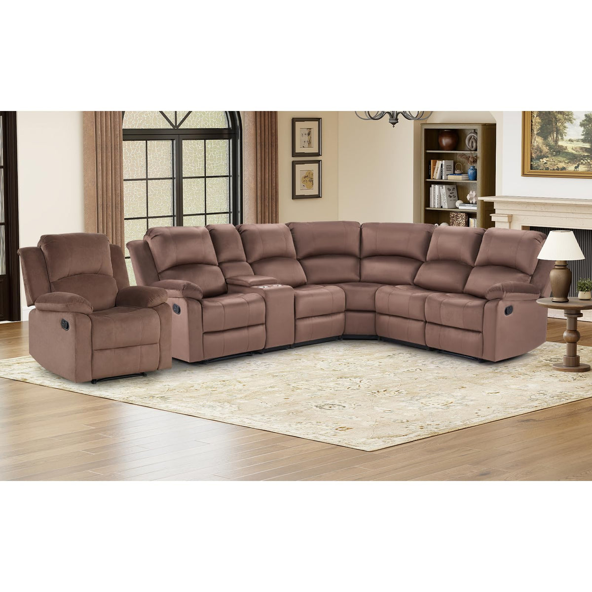 EBELLO Manual Faux Leather Reclining Couch Set for Living Room, Include 1 Recliner Chair, 1 Loveseat Sofa, Recliner Sofa Furniture Set for Home and Office, Black