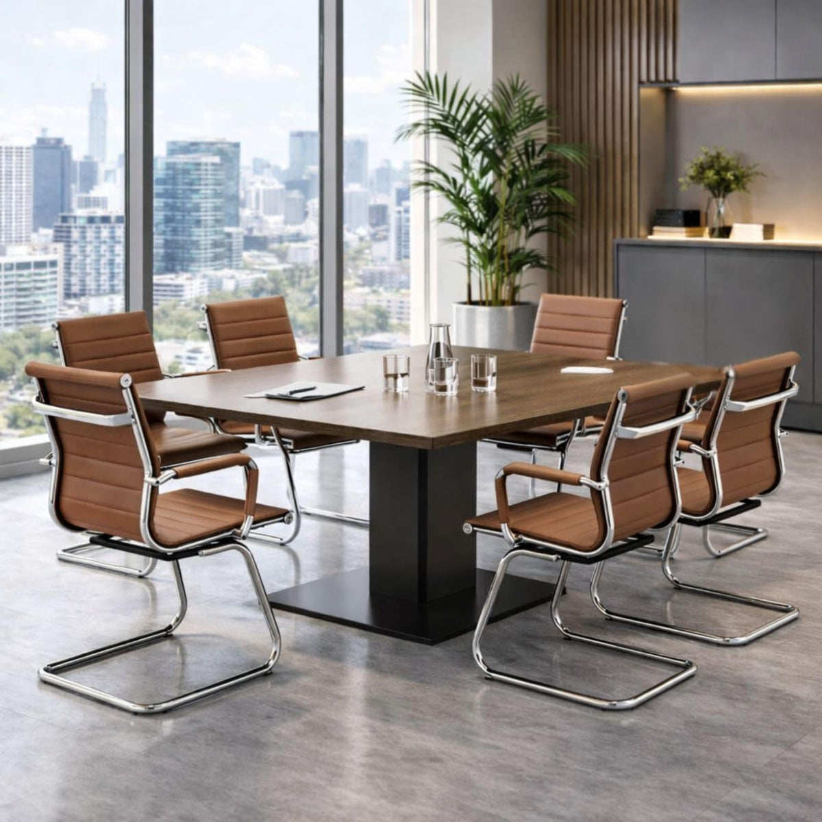 Reception Chairs Leather Conference Guest Chair Heavy Duty Back Support Office Chair, Set of 2 (Navy)