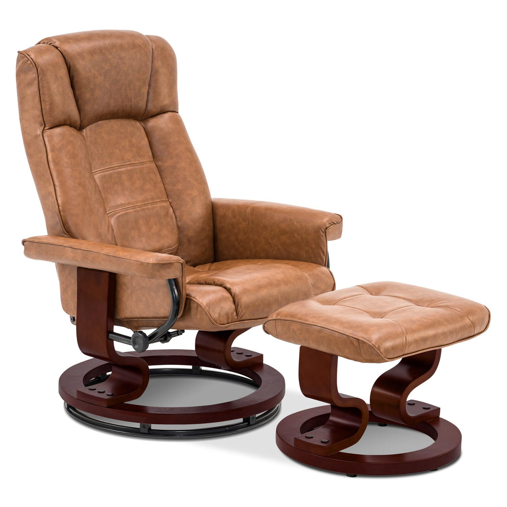 MCombo Manual Swivel Recliner with Ottoman, Faux Leather 9019