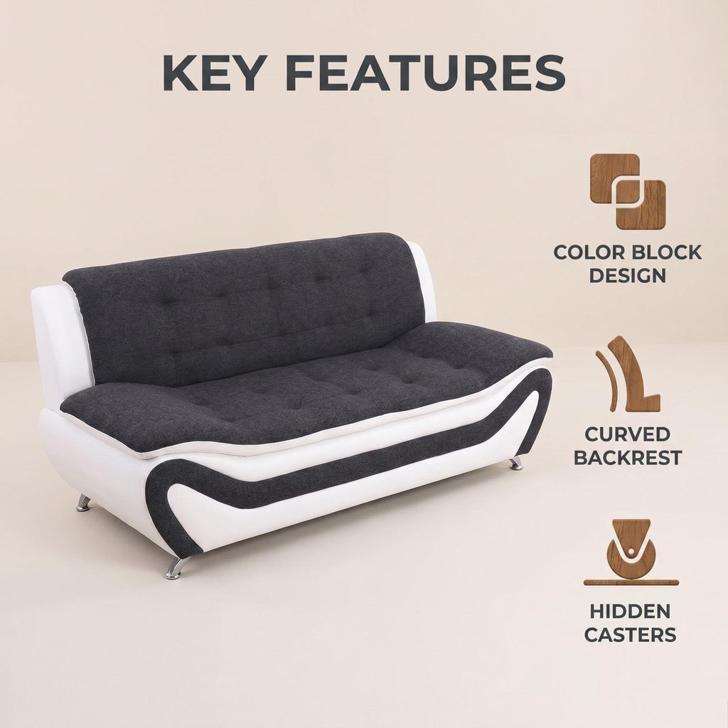 Modern Faux Leather Sofa Set â 3-Piece Living Room Couch with Chrome Legs & Padded Armrests â Includes 1-Seater, 2-Seater & 3-Seater â Contemporary Lounge Furniture for Home & Office (Brown)