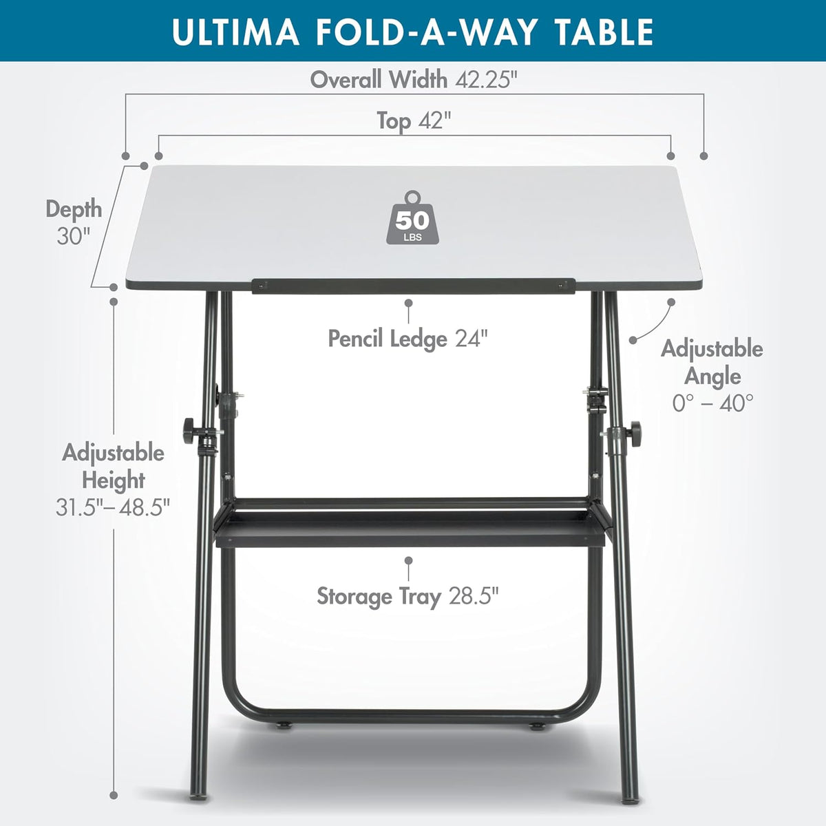 Studio Designs 19652 Ultima Fold A Way Table, Black
