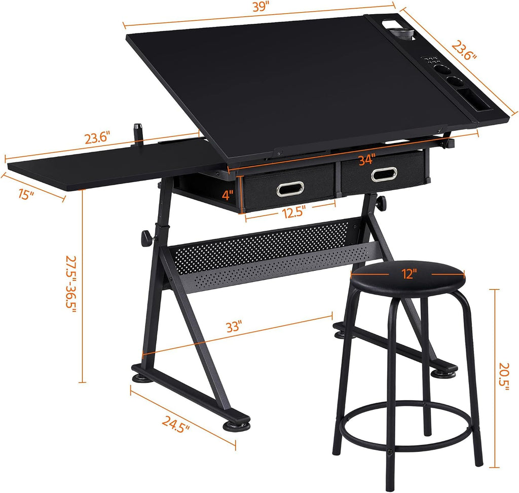 Yaheetech Art Craft Table Drawing Table Height Adjustable Drafting Desk