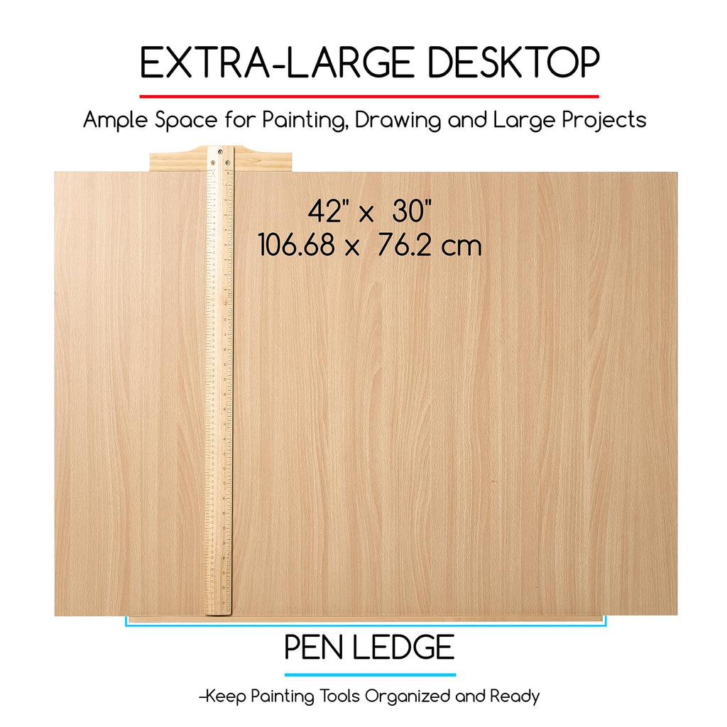MEEDEN Extra-Large Wood Drafting Table: 42" x 30" Artist Drawing Table Desk