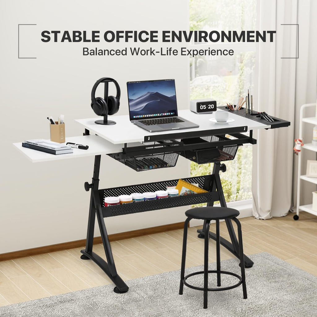 Athena Collection Professhional Drafting Table for Adults Teens, Light Grey