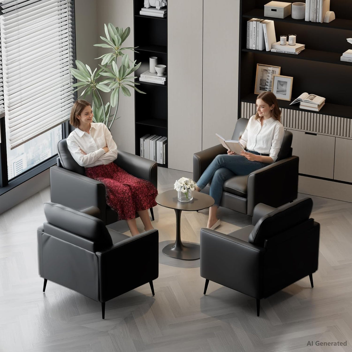 TYBOATLE Accent Chairs Set of 2, Faux Leather Arm Chairs (Grey, 2)