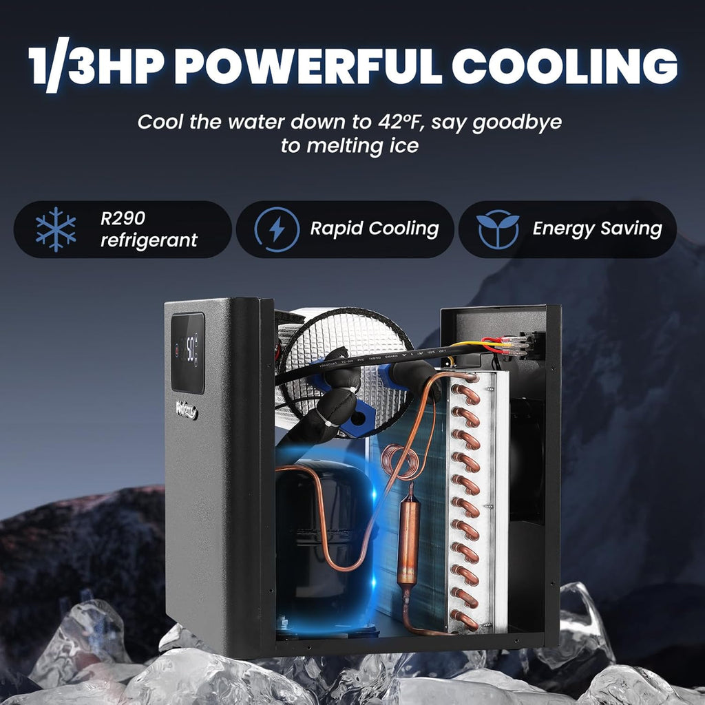Poafamx 1/3 HP Water Chiller for Ice Bath with Built-in Filter & Water Pump