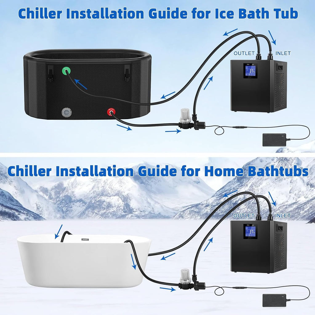 Cold Plunge Chiller,87 Gallon 1/3HP Ice Bath Water Chiller for Cold Plunge Tub, Water Chillers System with LED Display, Pump, Remote Control, Pipe, for Fish Tank Household Black
