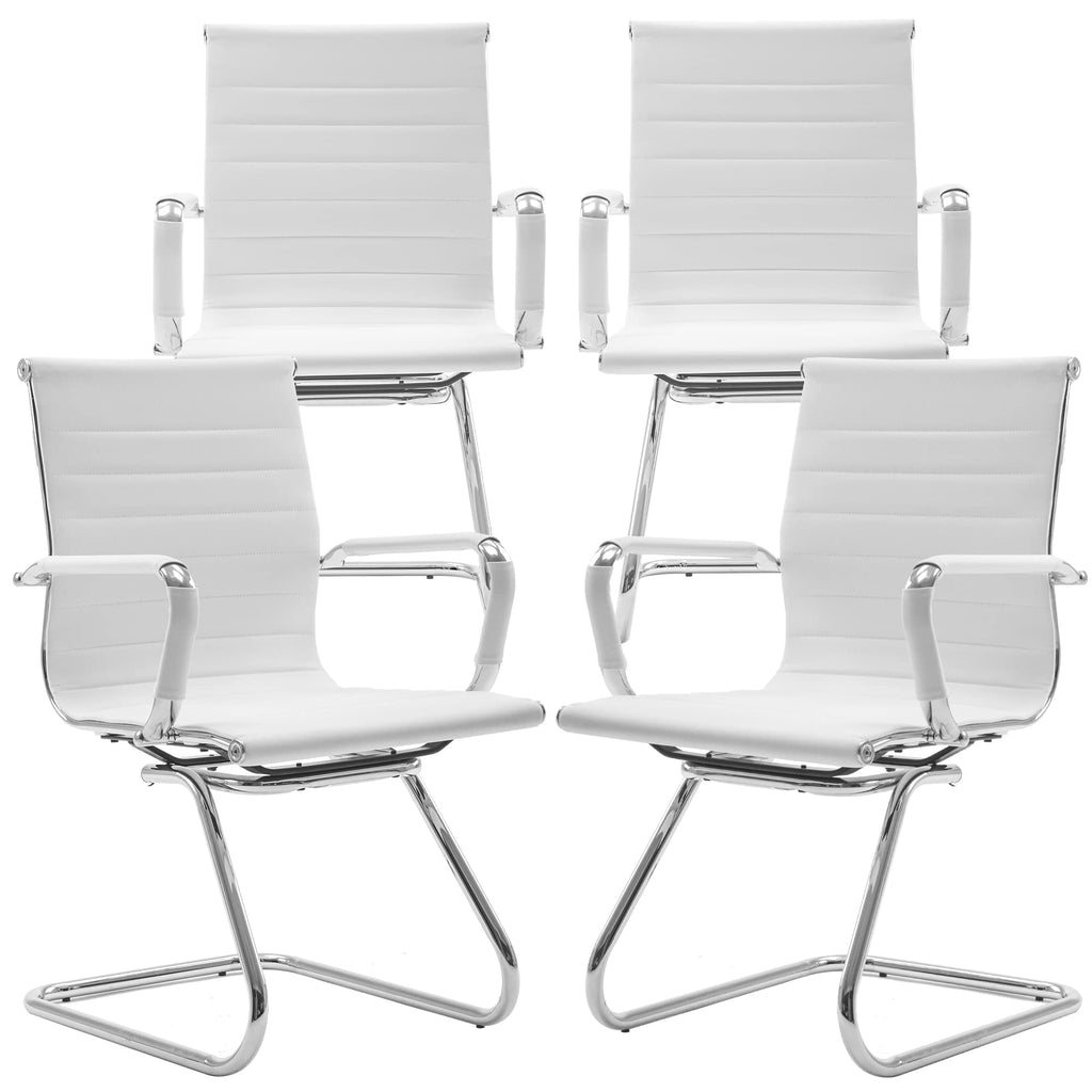 Reception Chairs Leather Conference Guest Chair Heavy Duty Back Support Office Chair, Set of 2 (Navy)