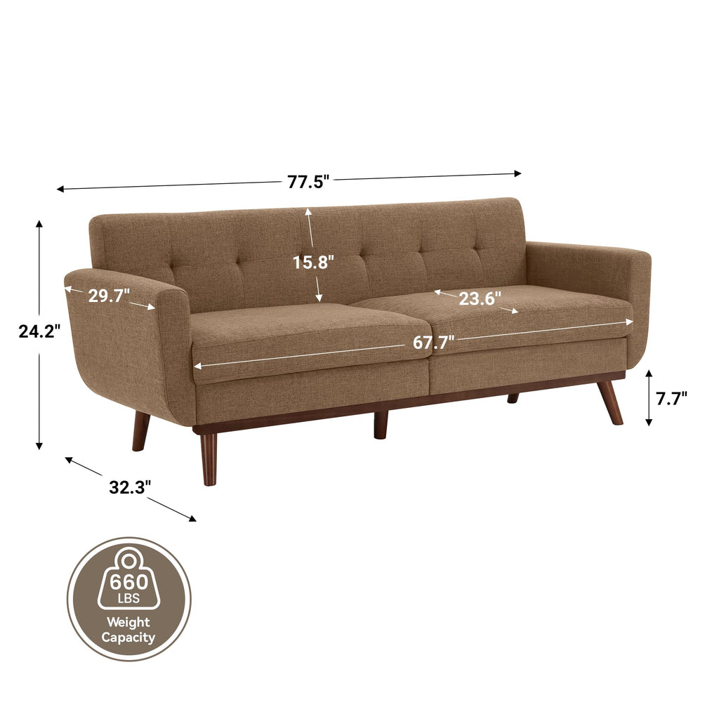 Kingfun 2 Piece Loveseat and Sofa Sets, Mid Century Modern Love Seat Couches for Living Room, Button Tufted Upholstered Furniture, Small Couch for Bedroom, Office, Beige