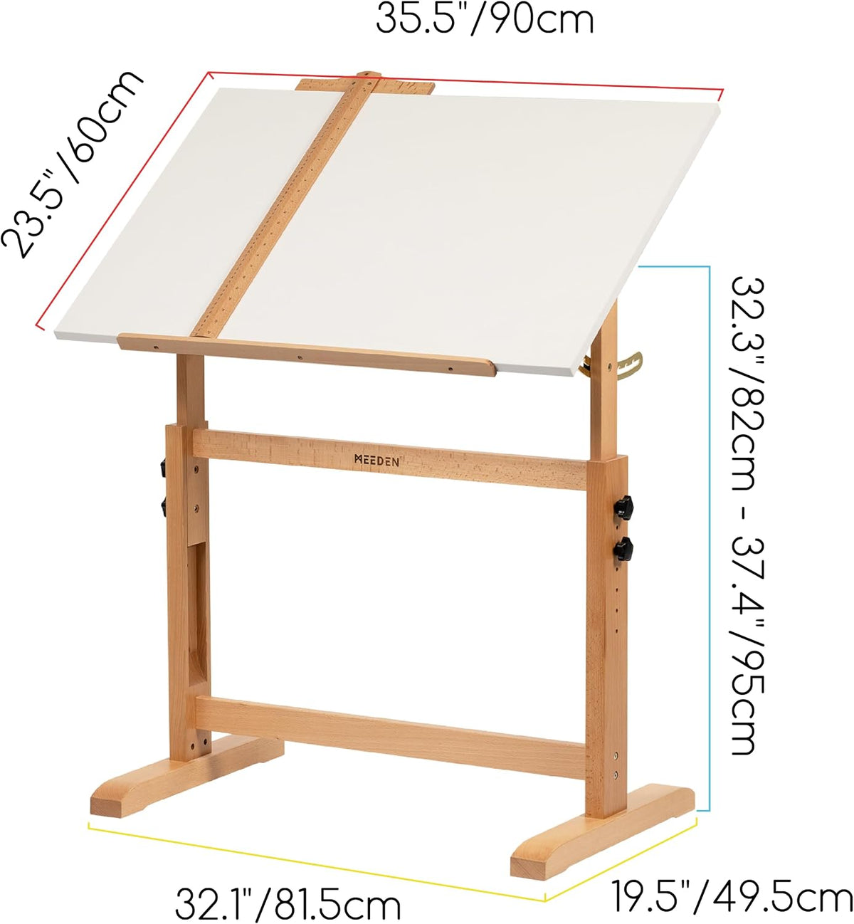 MEEDEN White Adjustable Drafting Table: 35.5" x 23.5" Art Drawing Desk