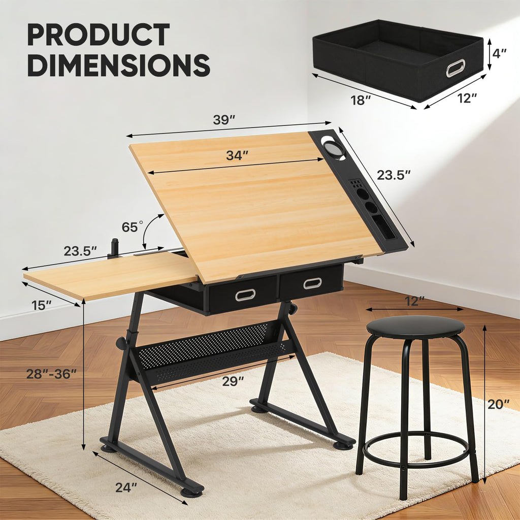 Magshion Drafting Table Adjustable Drawing Table