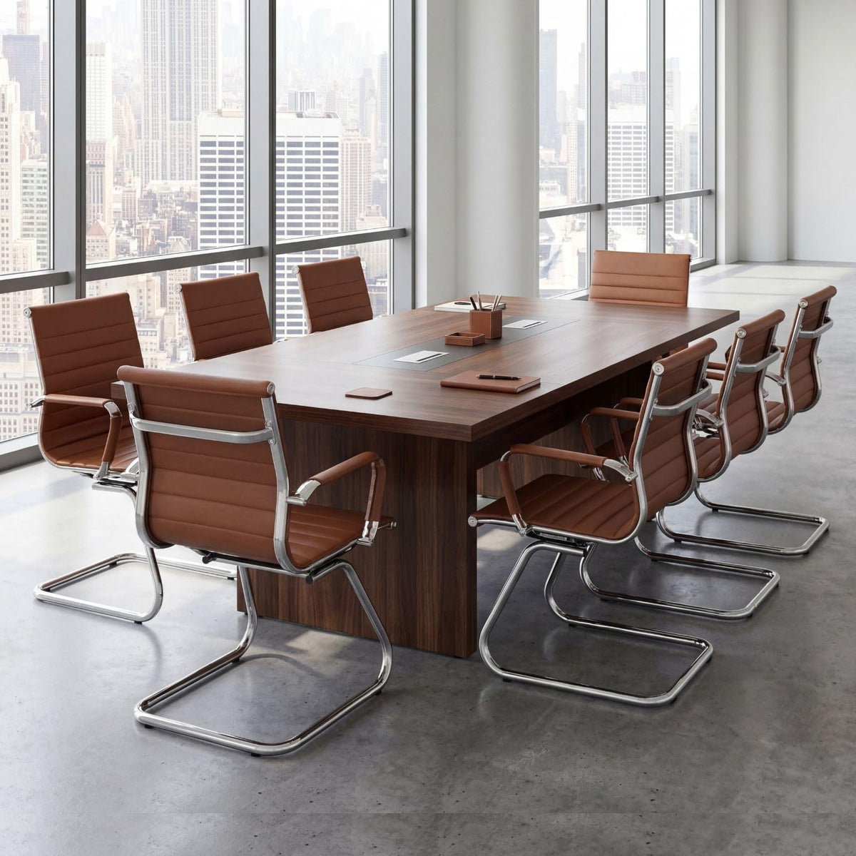 Reception Chairs Leather Conference Guest Chair Heavy Duty Back Support Office Chair, Set of 2 (Navy)