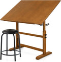 Falling in Art 30" x 42" Wooden Drafting Table and Stool Set, Walnut