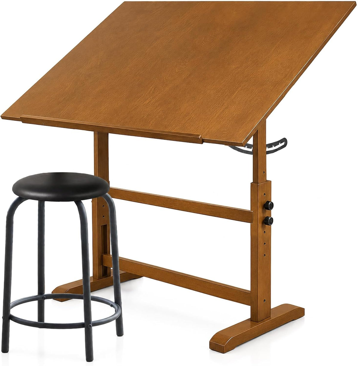 Falling in Art 30" x 42" Wooden Drafting Table and Stool Set, Walnut