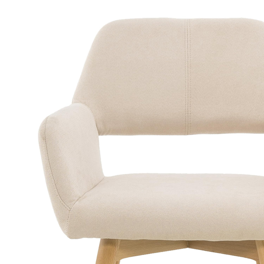 Mid Century Modern Dining Chairs Set of 2 & 4 & 6 Comfy Accent Chair Upholstered Kitchen Dining Living Room Chairs for Bedrooms Waiting Room Home Arm Desk Chair No Wheels (Beige, 2)
