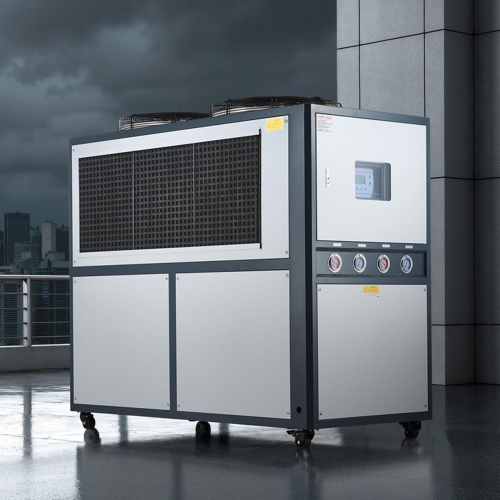 VEVOR Air Cooled Water Chiller, 5 Ton Portable, 5HP/3.75KW Compressor Motor, 53L Capacity Stainless Steel Water Tank, Finned Condenser with Micro-Computer Control, Industrial Chiller for Cooling Water
