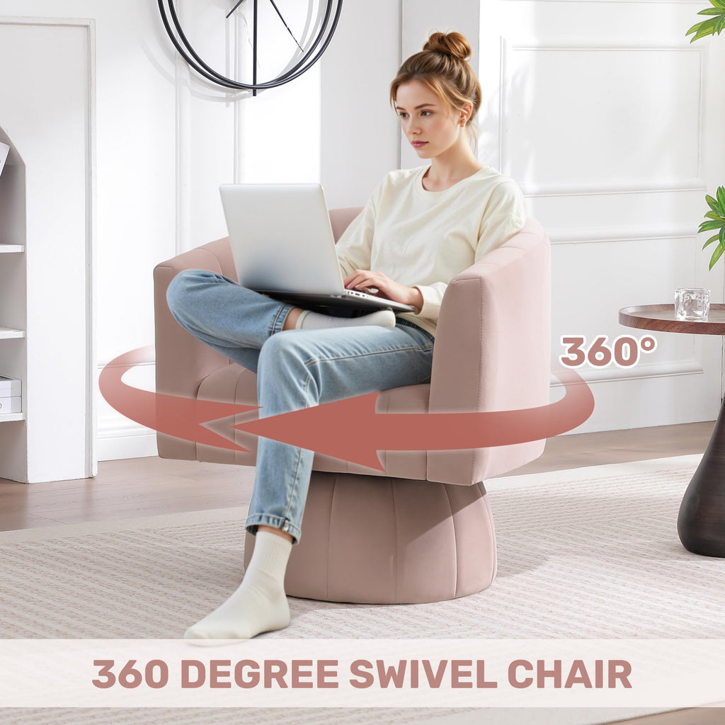 Swivel Accent Barrel Chair Set of 2, Cute Comfy Small Round 360Â° Arm Chair, Velvet Sofa Club Reading Chair for Living Room Bedroom Office Purple