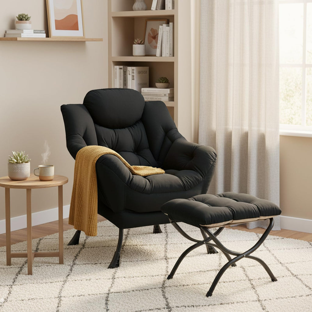 Modern Lazy Chair with Ottoman Lounge Accent Reading Chair for Living Room