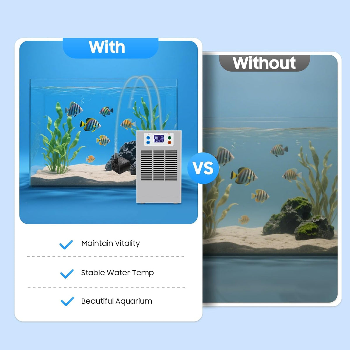 7.93Gal Aquarium Chiller, Electric Fish Tank Water Chiller Machine,Adjustable Temperature Hydroponic Cooling System with Upgraded LED Display,Quiet Design for Fish Tank Axolotl Coral Reef