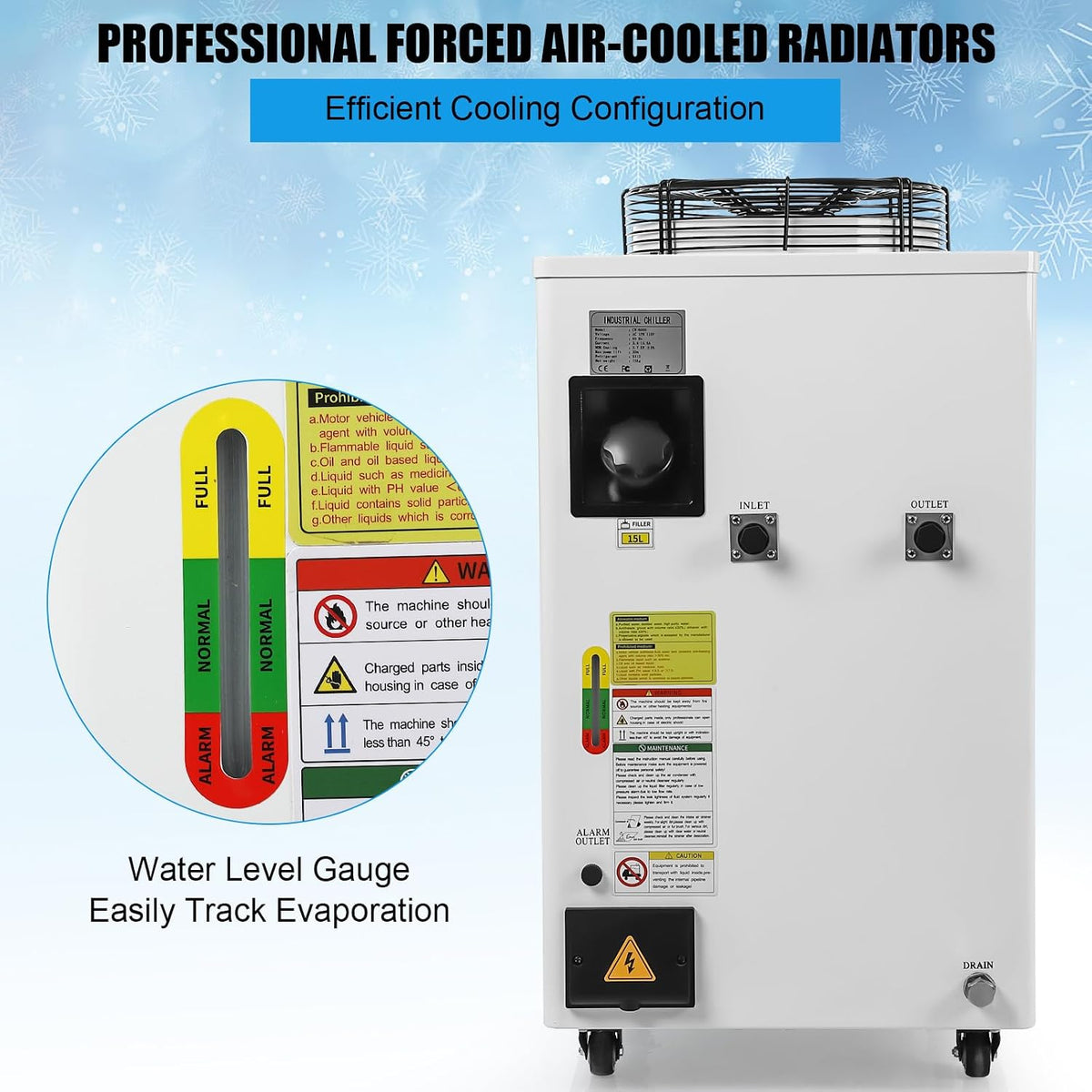 15L Industrial Water Chiller CW-6000 with Advanced Dual-Port Cooling System, High-Flow 0.73HP Pump, Precision Dual-Mode Temperature Control, for 60W-150W CO2 Laser Engraving & Cutting Machines