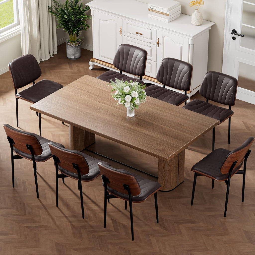 REONEY Dining Chairs Set of 4, Mid-Century Modern Kitchen Chairs, Black