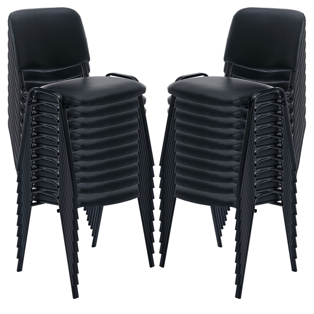 Stackable Office Guest Chairs, Reception Waiting Room Chairs with Padded Seat & Back, Armless No Wheels Conference Chairs for Training, Meeting, Lobby, Set of 5, Black Mesh Fabric