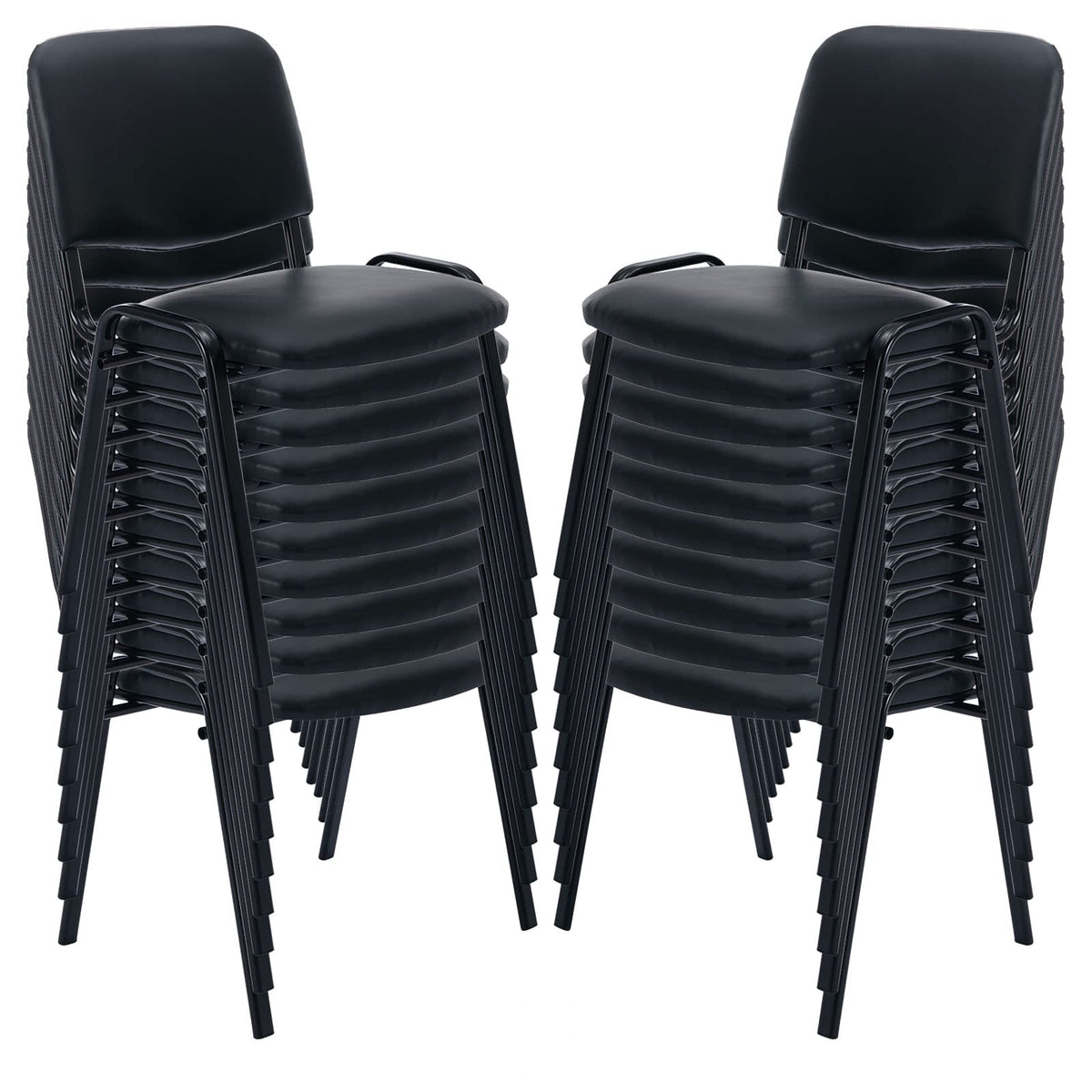 Stackable Office Guest Chairs, Reception Waiting Room Chairs with Padded Seat & Back, Armless No Wheels Conference Chairs for Training, Meeting, Lobby, Set of 5, Black Mesh Fabric