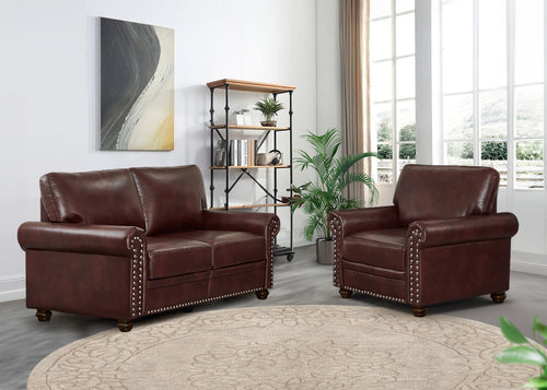 2 Piece Faux Leather Sofa Set,Modern Couch and Loveseat Sets with Storage,Mid Century Couch with Rivet Rolled Arm,Comfy Deep Seat Sofa,Furniture for Living Room,Office(Loveseat+3 Seater,Navy)