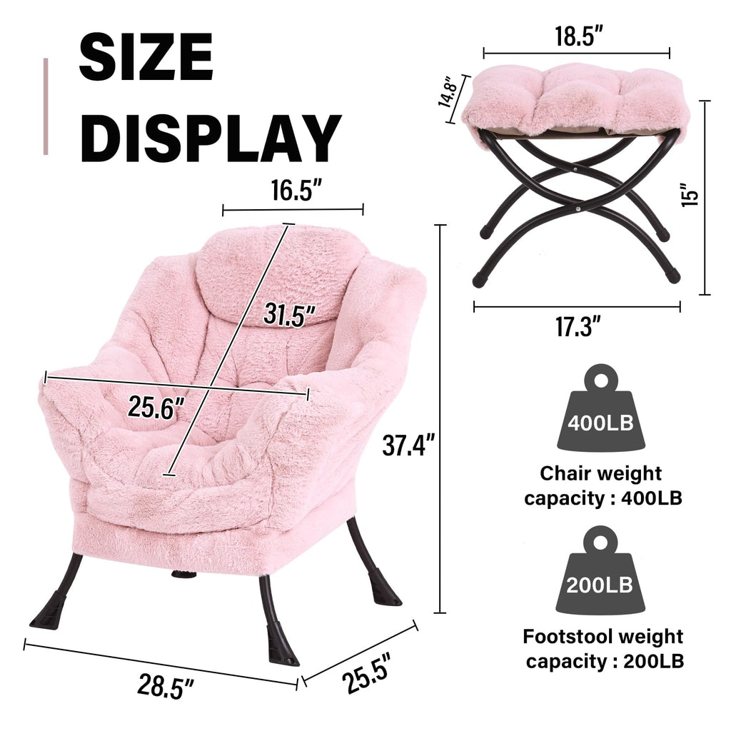Modern Lazy Chair with Ottoman Lounge Accent Reading Chair for Living Room