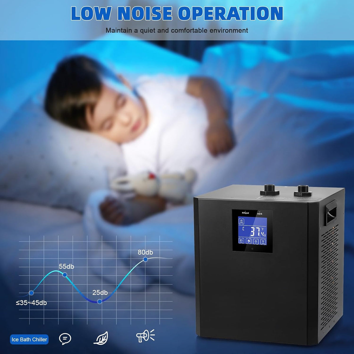 Cold Plunge Chiller,87 Gallon 1/3HP Ice Bath Water Chiller for Cold Plunge Tub, Water Chillers System with LED Display, Pump, Remote Control, Pipe, for Fish Tank Household Black