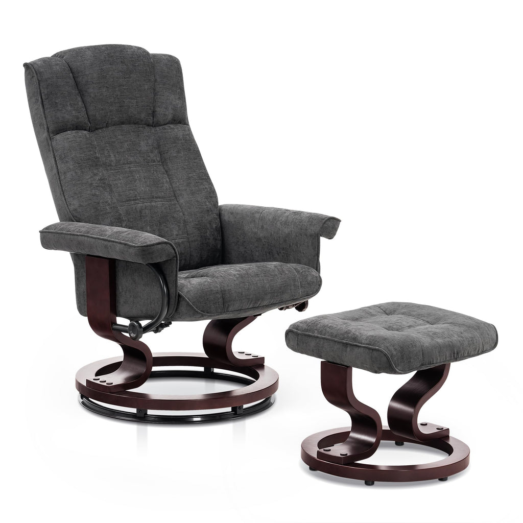 MCombo Manual Swivel Recliner with Ottoman, Faux Leather 9019