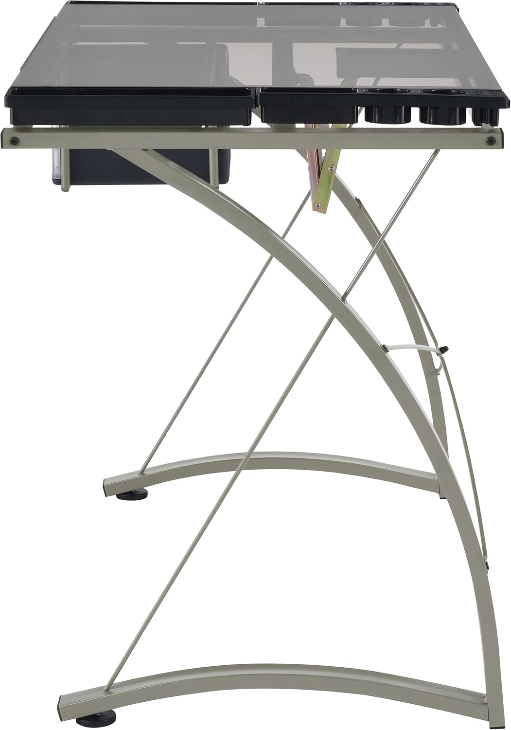 Coaster Home Furnishings - Melo - Metal and Glass - 41-Inch Drafting Table with Adjustable Pitch, Three Drawers, Retractable Pencil Ledge and Storage Compartments - Home Office - Silver - 800986