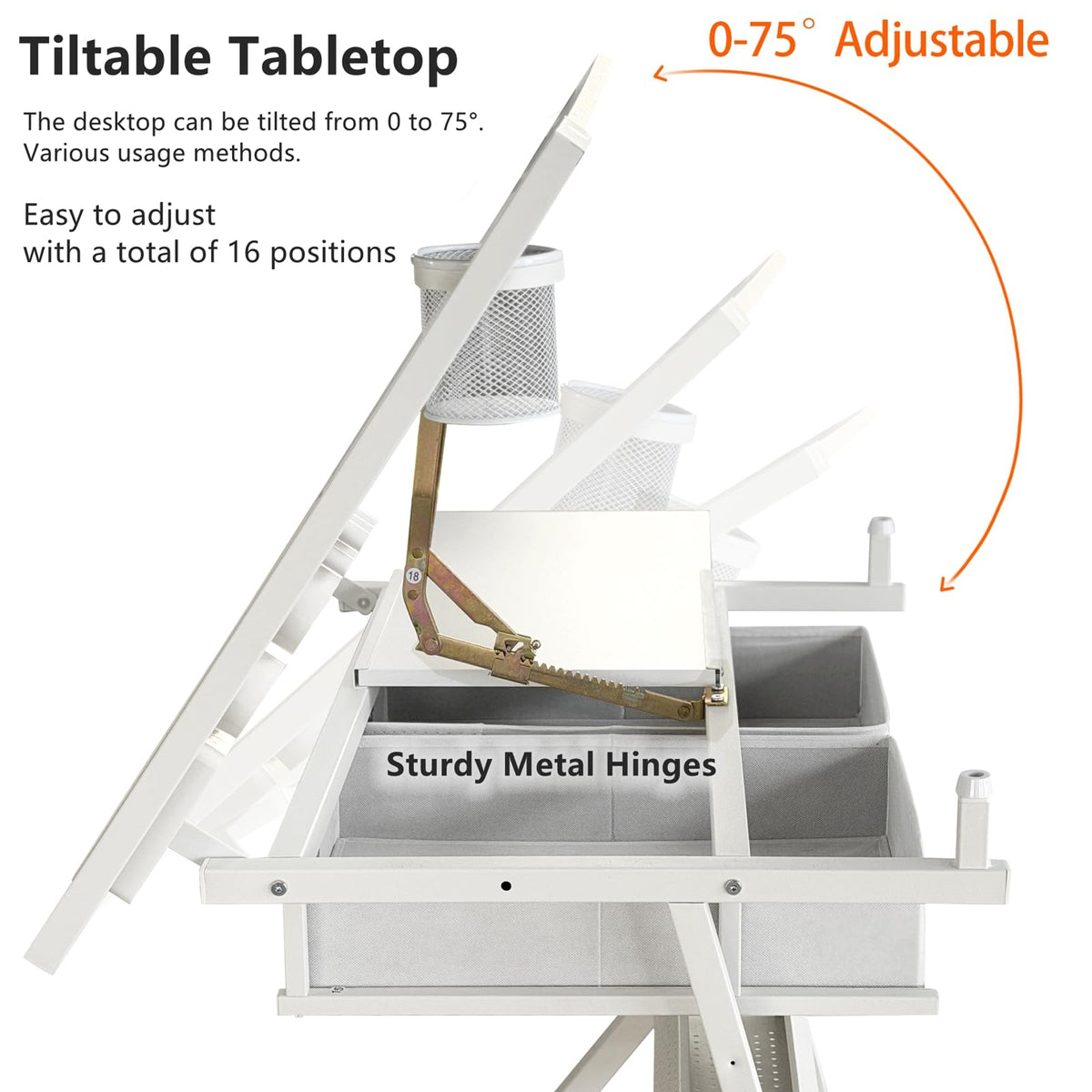 Height Adjustable Art Table Drafting Table with Stool, Rustic