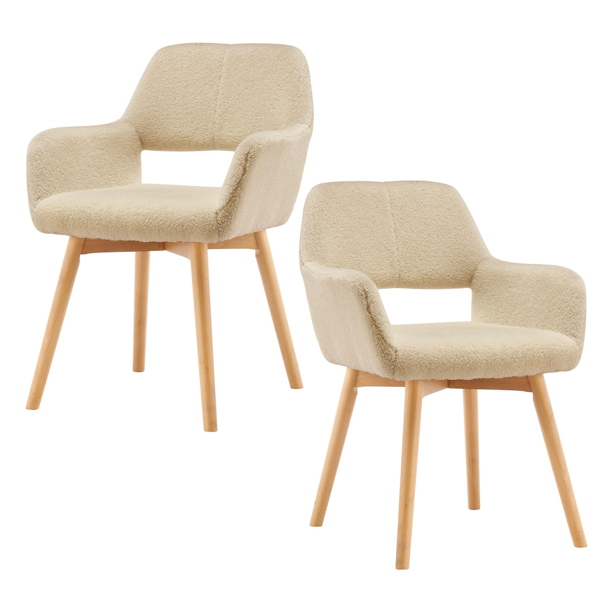 Mid Century Modern Dining Chairs Set of 2 & 4 & 6 Comfy Accent Chair Upholstered Kitchen Dining Living Room Chairs for Bedrooms Waiting Room Home Arm Desk Chair No Wheels (Beige, 2)